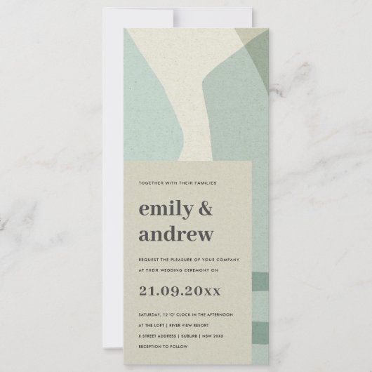 INVITATION MARIAGE ARTISTIQUE BLEU AQUA ABSTRAIT MODERNE (Devant)