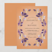 Invitation Mariage Artistique Botanique Améthyste (Devant / Derrière)