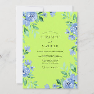 Invitation Mariage Artistique Botanique Bleu