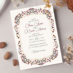 Invitation Mariage Artistique Botanique Floral Paisley de Lux