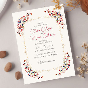 Invitation Mariage Artistique Botanique Floral Paisley Luxueu