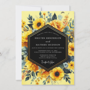 Invitation Mariage Artistique Canary Noir