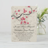 Invitation Mariage Artistique Fleur de Cerisier de Style Orie (Debout devant)