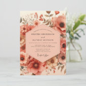 Invitation Mariage Artistique Fleur de Corail (Debout devant)