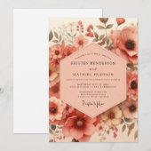 Invitation Mariage Artistique Fleur de Corail (Devant / Derrière)