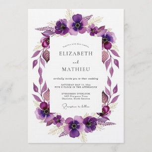 Invitation Mariage Artistique Fleur Violette