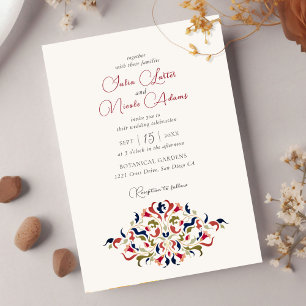 Invitation Mariage artistique floral paisley photo de luxe
