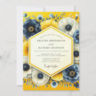 Invitation Mariage Artistique Indigo aux Canaris