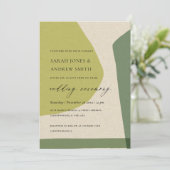 INVITATION MARIAGE ARTISTIQUE JAUNE ABSTRAIT MODERNE VERT (Debout devant)