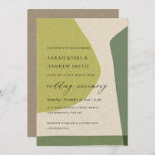INVITATION MARIAGE ARTISTIQUE JAUNE ABSTRAIT MODERNE VERT (Devant / Derrière)