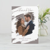 Invitation Mariage Artistique Moderne Merci Hiver Gris (Debout devant)