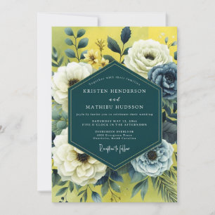 Invitation Mariage artistique Yellow Slate Bloom