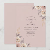 Invitation Mariage Ash Blush Bloom (Devant / Derrière)