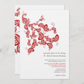 Invitation Mariage asiatique chic oriental de Boho de la flor (Devant / Derrière)