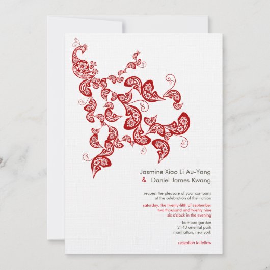 Invitation Mariage asiatique chic oriental de Boho de la flor (Devant)