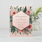 Invitation Mariage Assemblage Floral Rose (Debout devant)