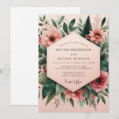Invitation Mariage Assemblage Floral Rose (Devant / Derrière)