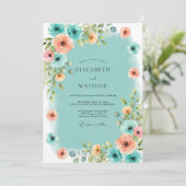 Invitation Mariage Atmosphérique Côtiers Turquoise (Debout devant)