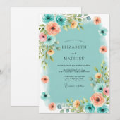 Invitation Mariage Atmosphérique Côtiers Turquoise (Devant / Derrière)