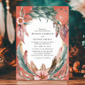Invitation Mariage Attrape-Rêve Bohème et Couronne de Plumes