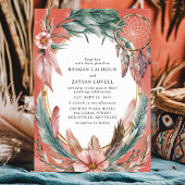 Invitation Mariage Attrape-Rêve Bohème et Couronne de Plumes