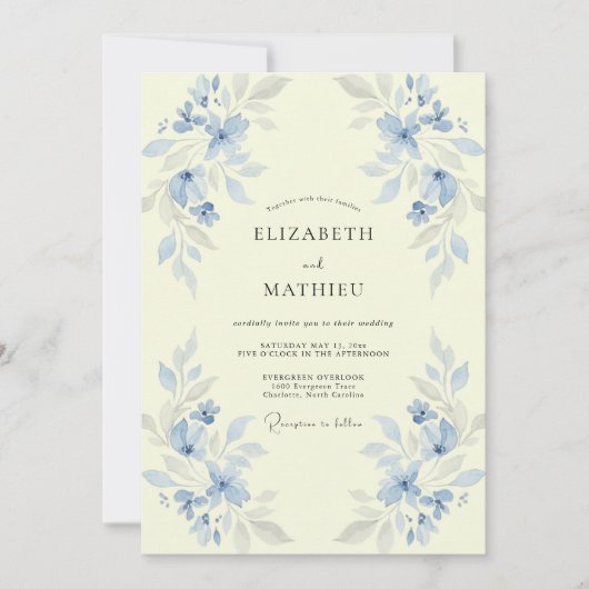 Invitation Mariage au Beurre Pervenche (Devant)