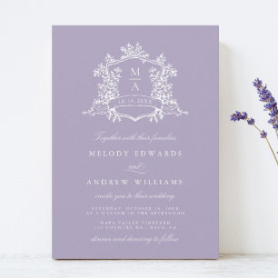 Invitation Mariage au blason floral romantique lavande