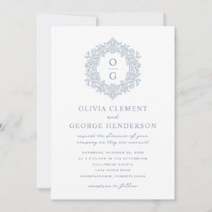 Invitation Mariage au Blason Hérité Vert Sauge Vintage