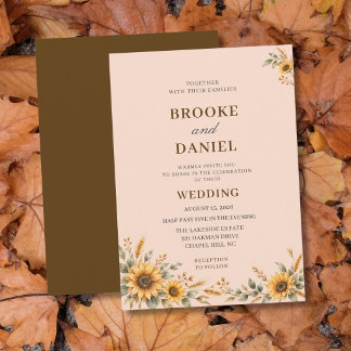 Invitation Mariage au blé de Tournesol Doré