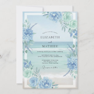 Invitation Mariage au bleuet, menthe, hydrangea et eucalyptus