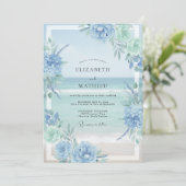 Invitation Mariage au bleuet, menthe, hydrangea et eucalyptus (Debout devant)