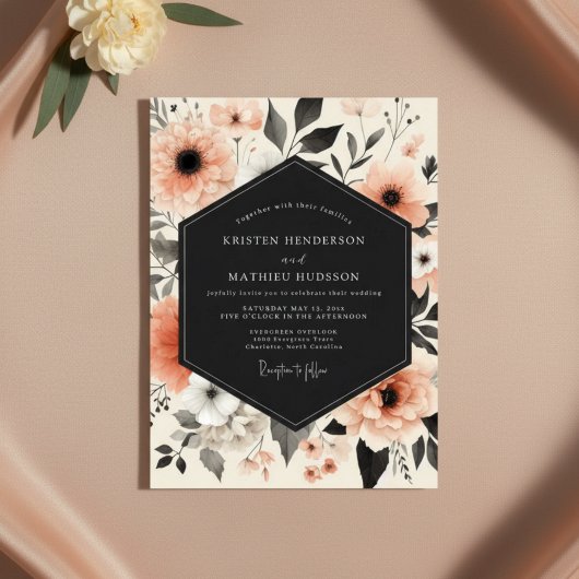 Invitation Mariage au Bois de Floraison de Pêche