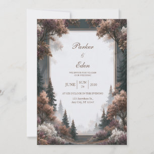 Invitation Mariage au Bois de Pins Brumeux