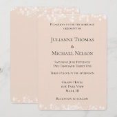 Invitation Mariage au bokeh blanc rose pêche (Devant / Derrière)