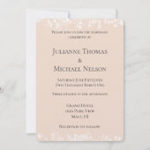 Invitation Mariage au bokeh blanc rose pêche (Devant)