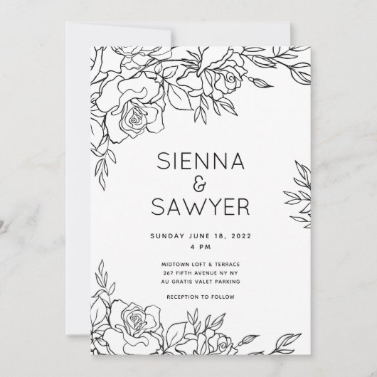 Invitation Mariage au bouquet de roses (Devant)