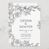 Invitation Mariage au bouquet de roses (Devant / Derrière)