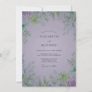 Invitation Mariage au Bourgeon de Rose Mauve Douce