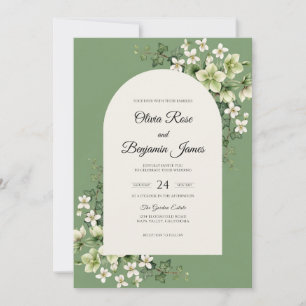 Invitation Mariage au branchage d'olivier jasmin eucalyptus