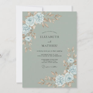 Invitation Mariage au céladon, à l'azur et au ranunculus euca