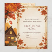 Invitation Mariage au chalet d'automne (Devant / Derrière)