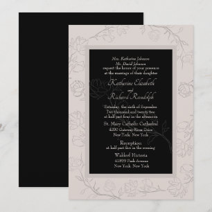 Invitation Mariage au Champagne Formel et Jasmin Noir