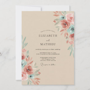 Invitation Mariage au Champagne Mauve Ranunculus Eucalyptus