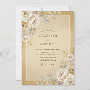 Invitation Mariage au Champagne Ranunculus Eucalyptus