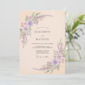 Invitation Mariage au Champagne Rose Lilas (Debout devant)