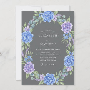 Invitation Mariage au Charbon de Bois Hydrangea Violet Eucaly