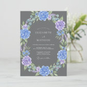 Invitation Mariage au Charbon de Bois Hydrangea Violet Eucaly (Debout devant)