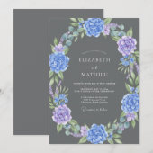 Invitation Mariage au Charbon de Bois Hydrangea Violet Eucaly (Devant / Derrière)