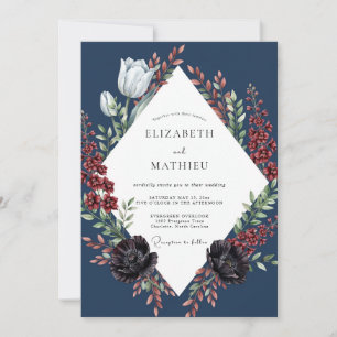 Invitation Mariage au charbon de Bourgogne Tulipe Eucalyptus