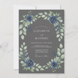 Invitation Mariage au Charbon de Saphir Eucalyptus Foliage